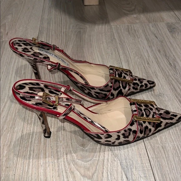 Luciano padovan red leopard print heels - Picture 8 of 11